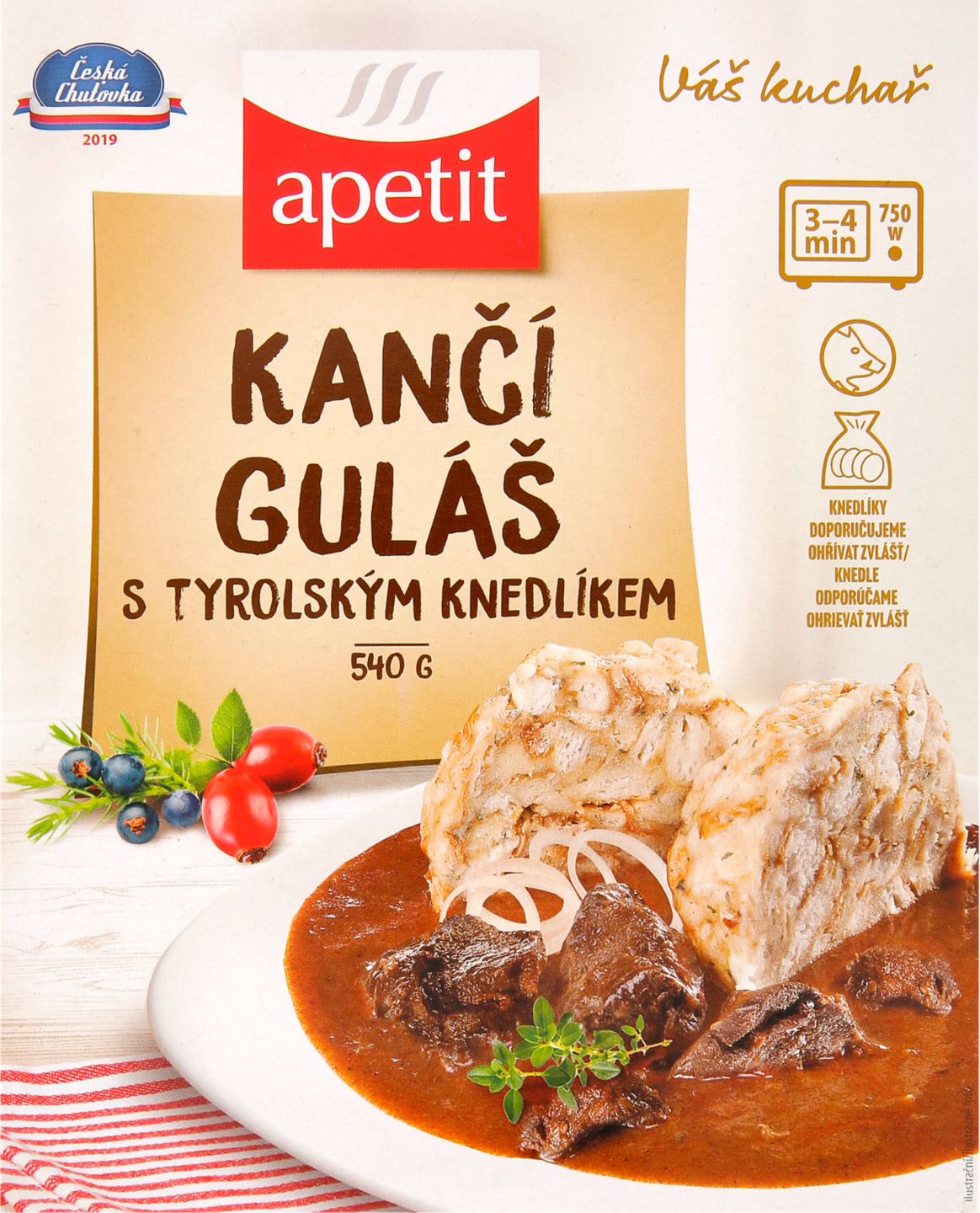 Kančí guláš s tyrolským knedlíkem