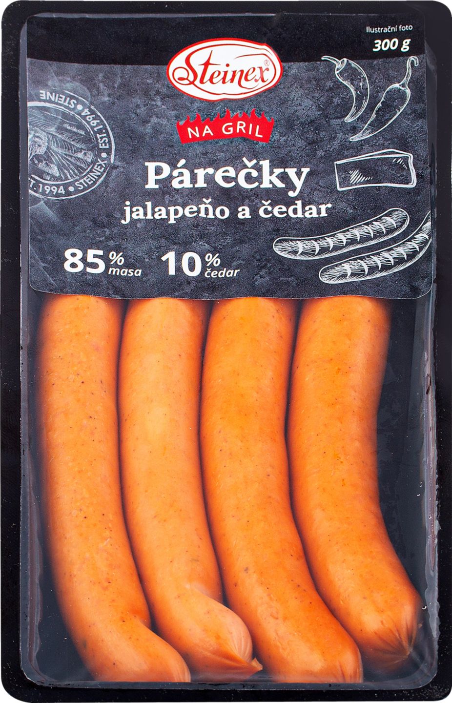 Páročky jalapeňo a čedar
300 g