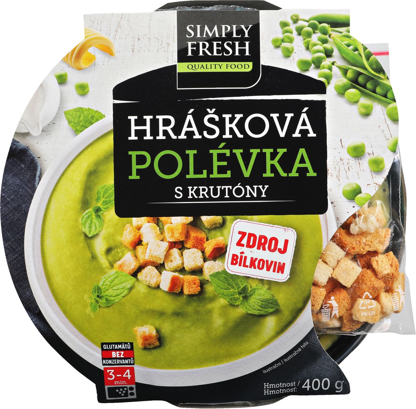 Simply Fresh Hotové polévky
hrášková/rajčatová