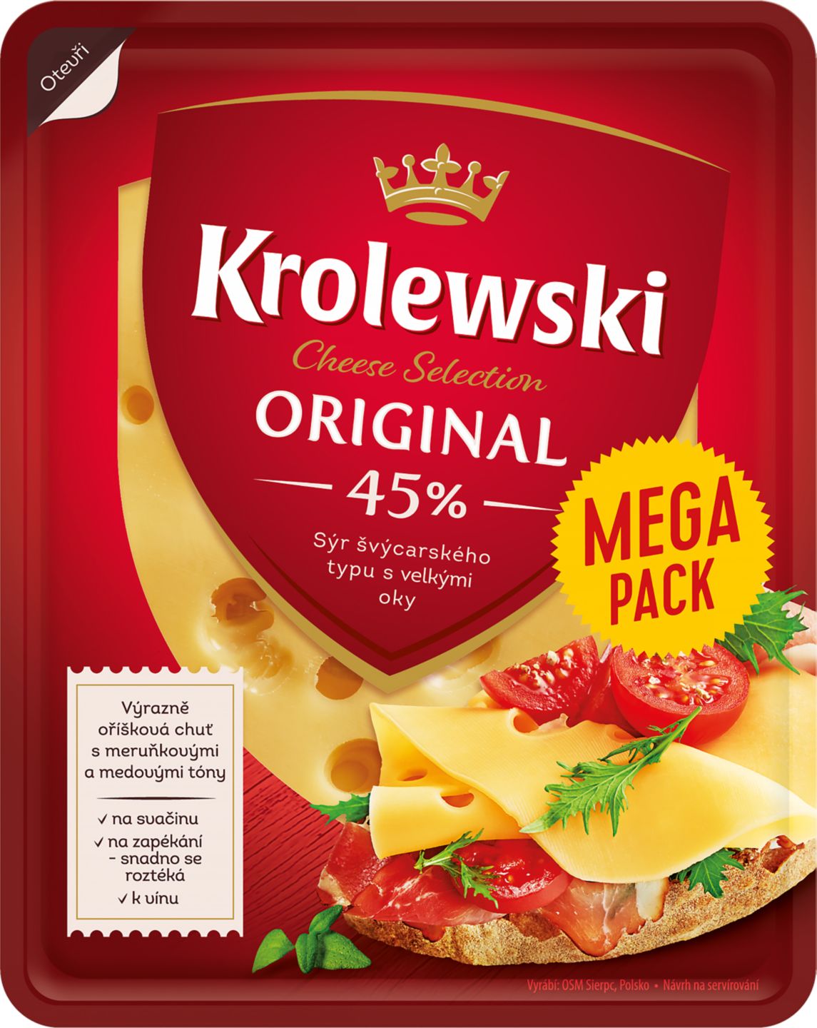 Krolewski 45% plátky polotvrdý sýr
megapack