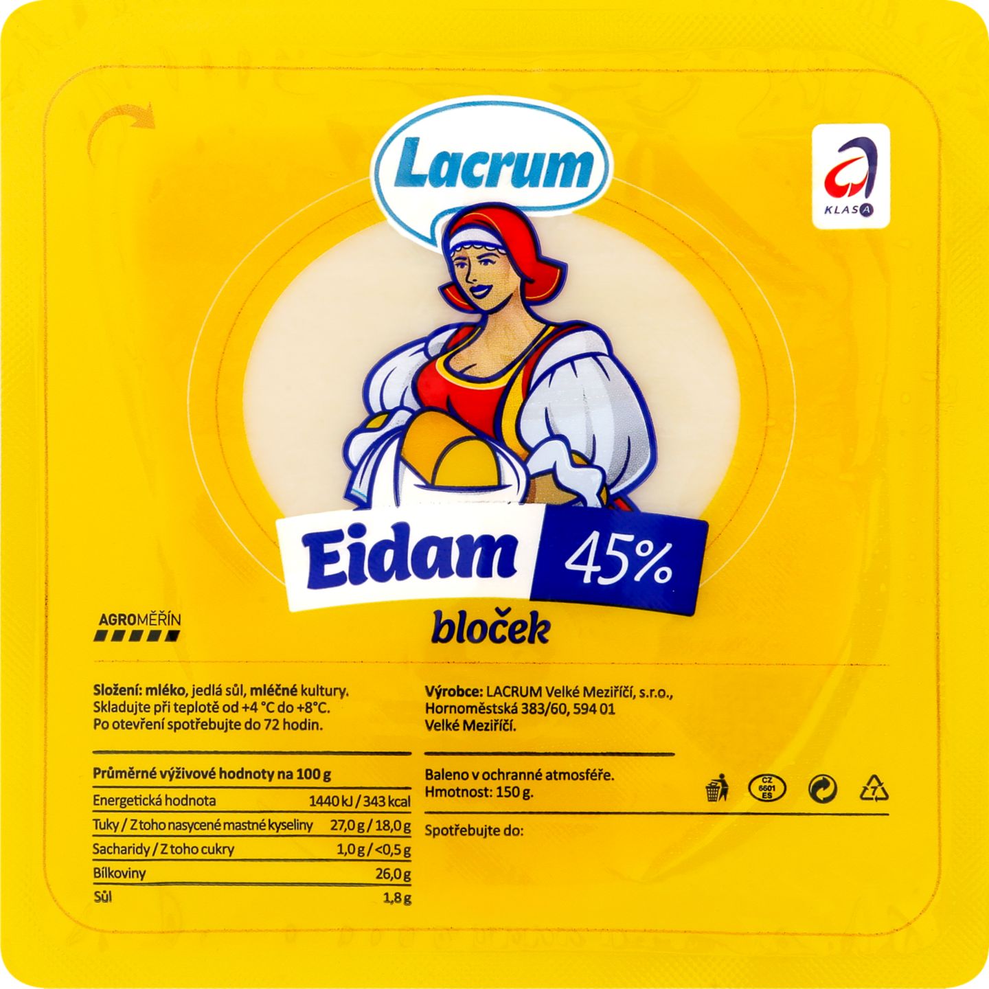 LACRUM Eidam 45%
bloček