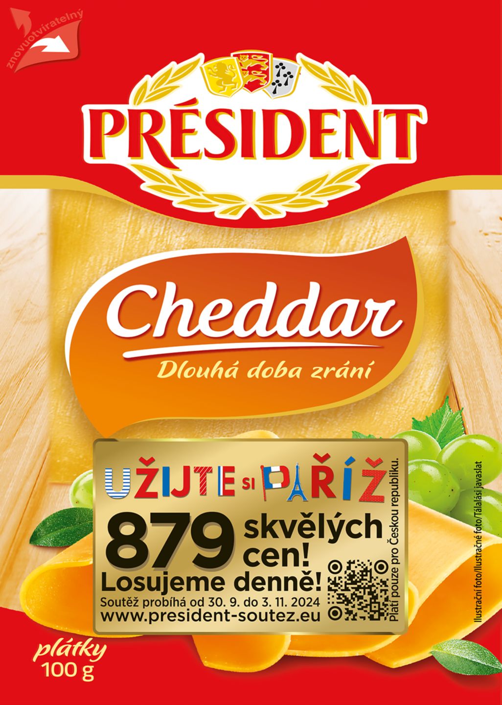 Président Cheddar plátky