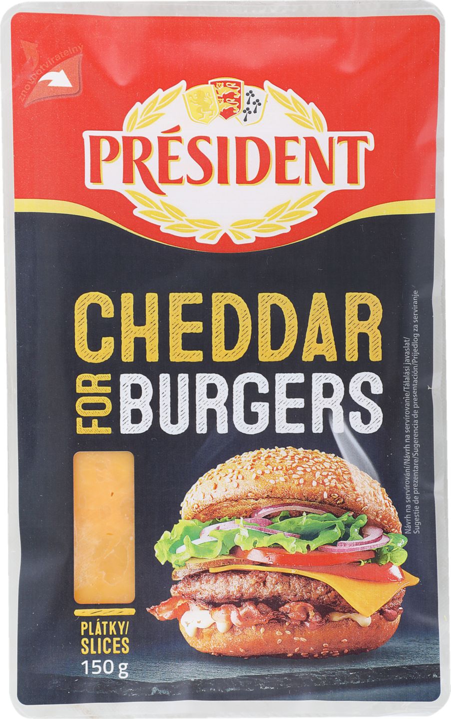 Président Cheddar plátky
na burger