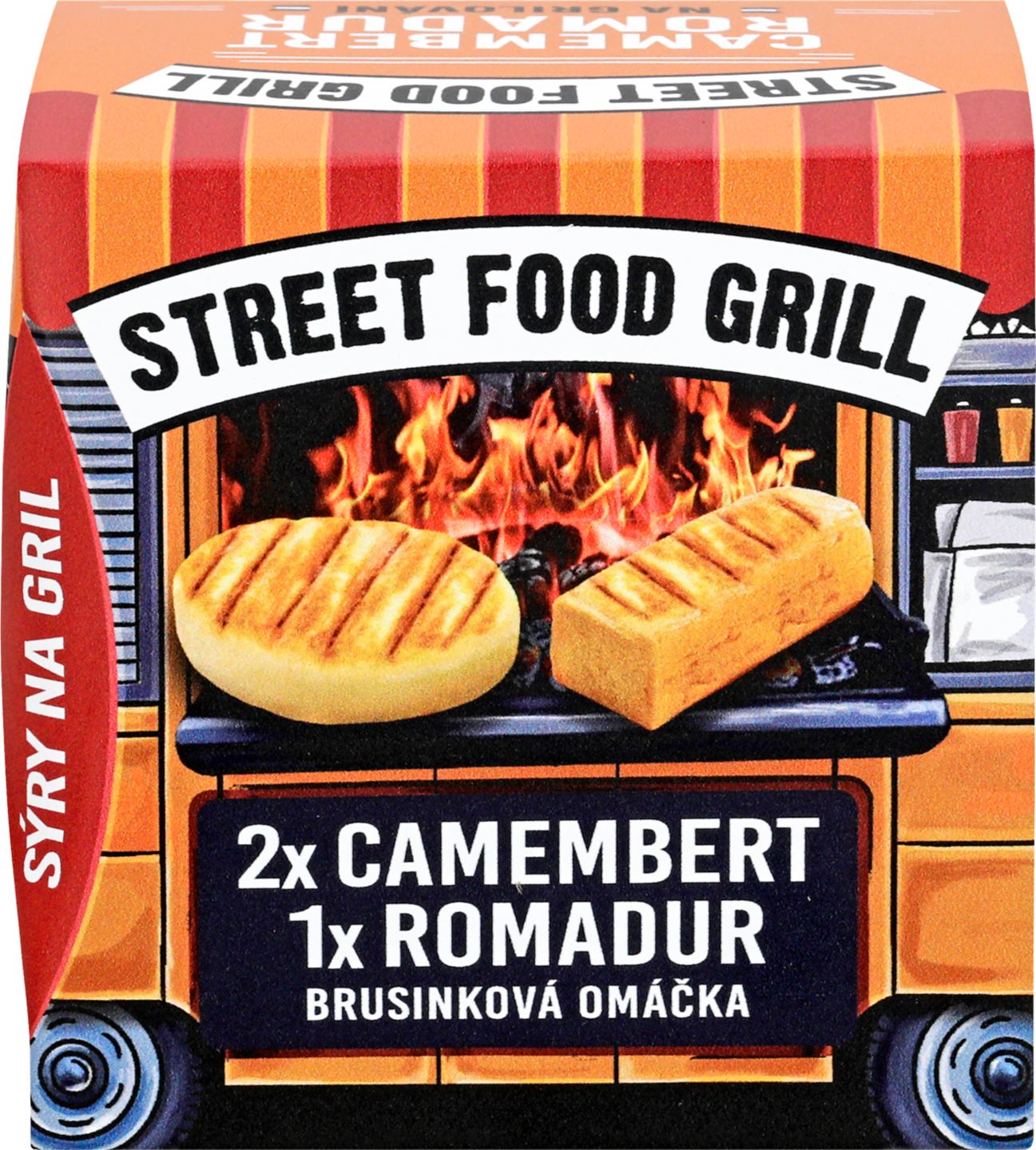 Street food grill Camembert a Romadur
s brusinkovou omáčkou