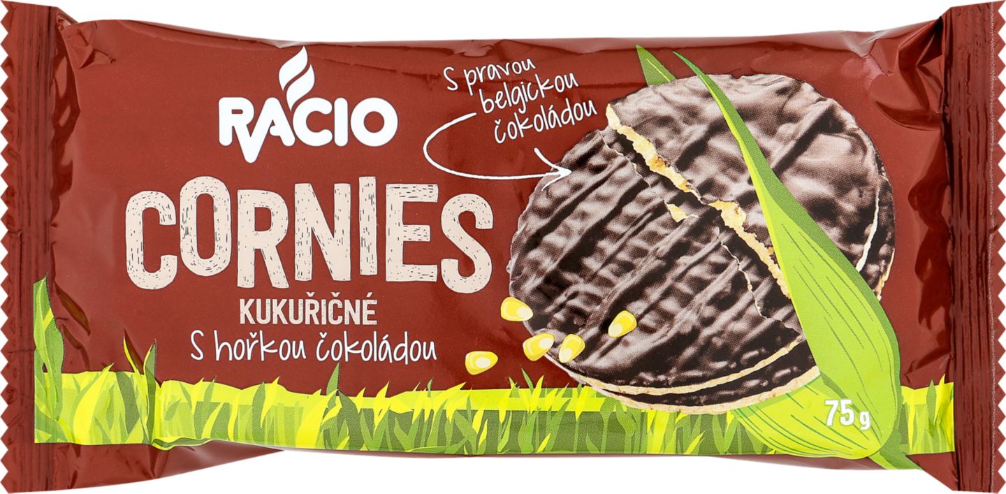 Racio Cornies kukuřičné
s hořkou nebo mléč. čoko.