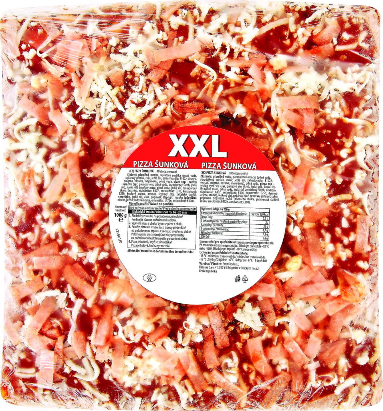 XXL Pizza šunková,
šunková-žampionová