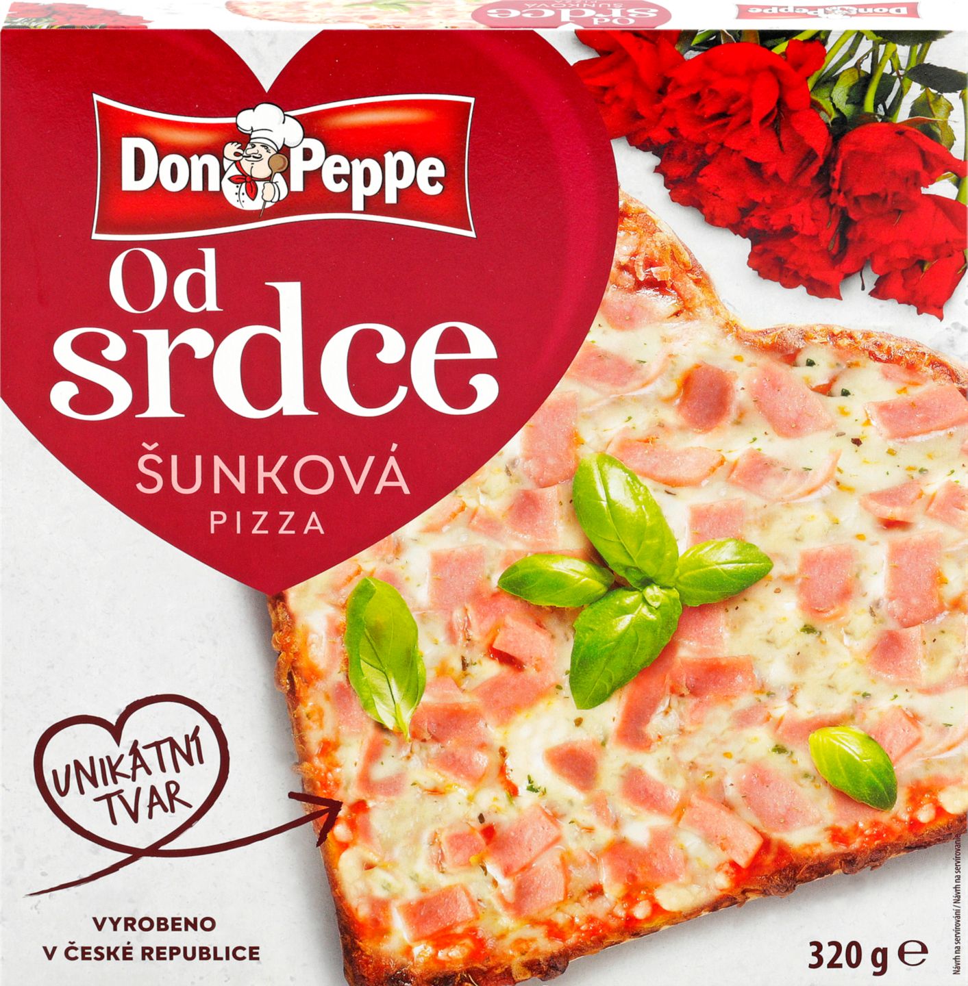 Don Peppe Pizza ve tvaru srdce
šunková