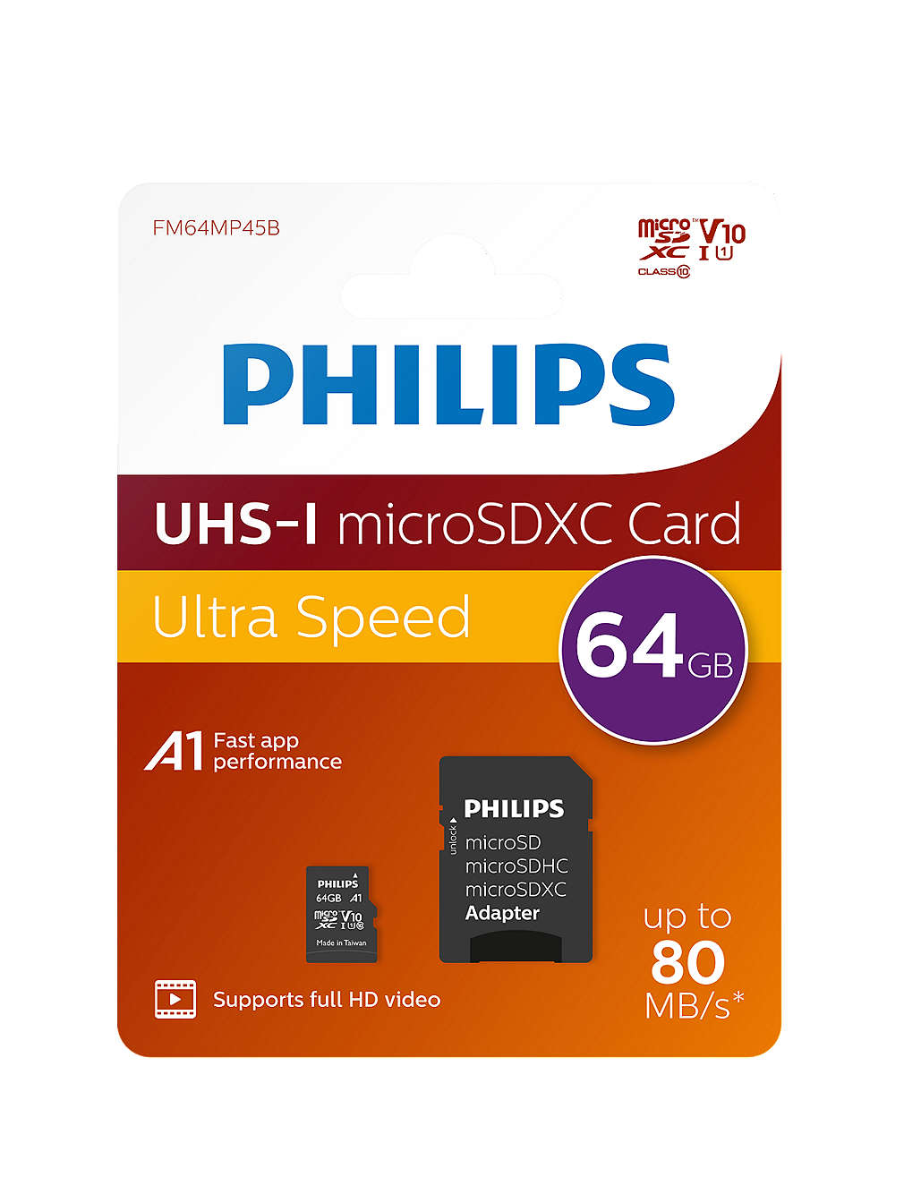 Изображение за продукта Philips MicroSD карта с адаптер 64 GB