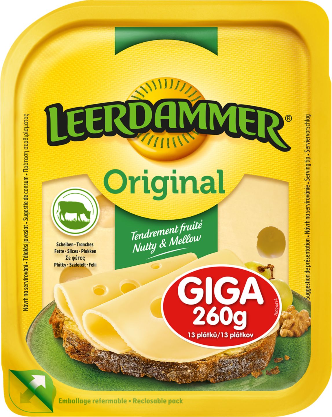 Leerdammer Polotvrdý zrejúci syr plátky