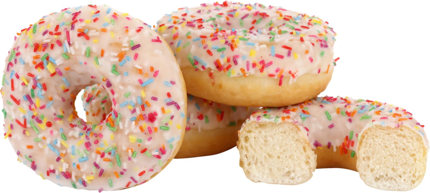 Donut bílý s barevným posypem