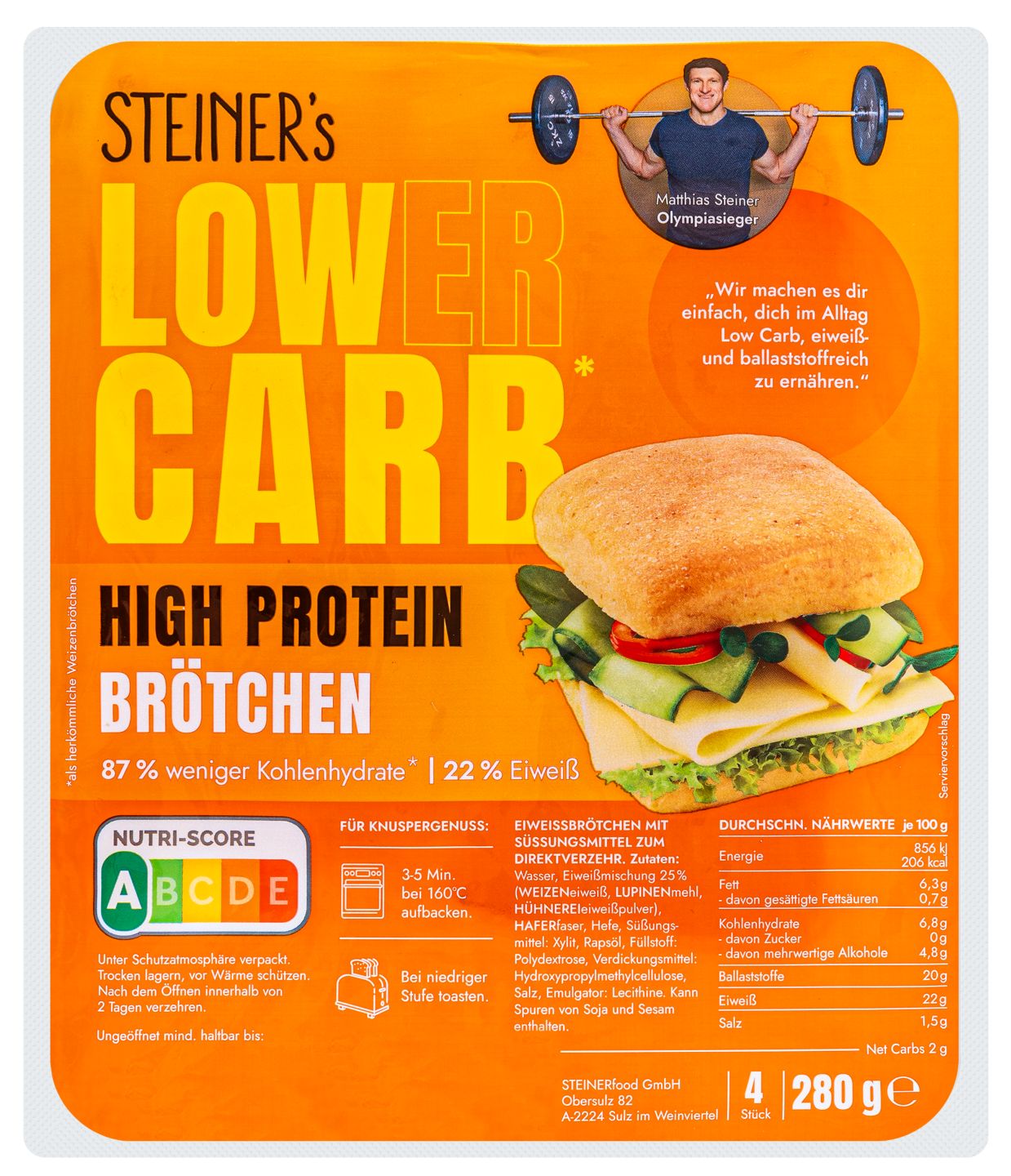 STEINER'S LOWER CARB High-Protein-Brötchen