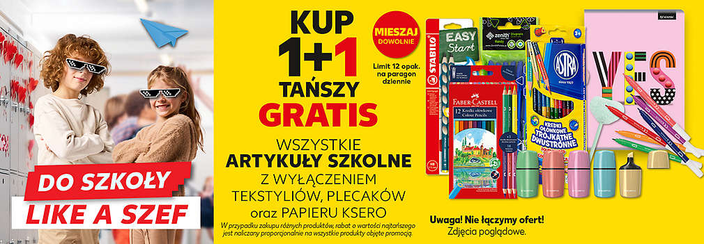 artykuły szkolne 1+1 gratis