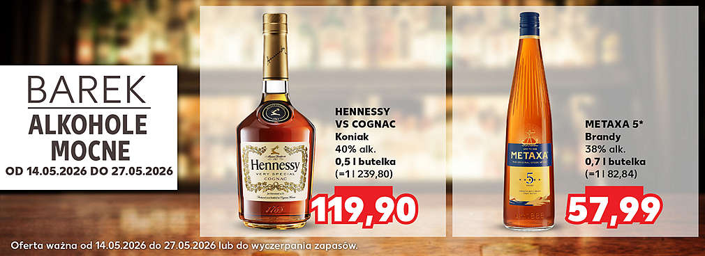 alkohole mocne, rum, gin, koniak - w ofercie Kauflandu