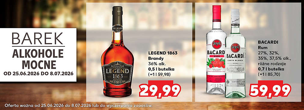 alkohole mocne, rum, gin, koniak - w ofercie Kauflandu