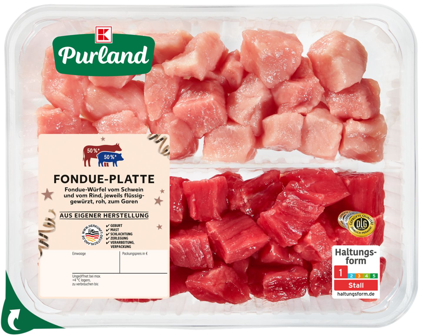 K-PURLAND Fondue-Platte von Schwein und Rind