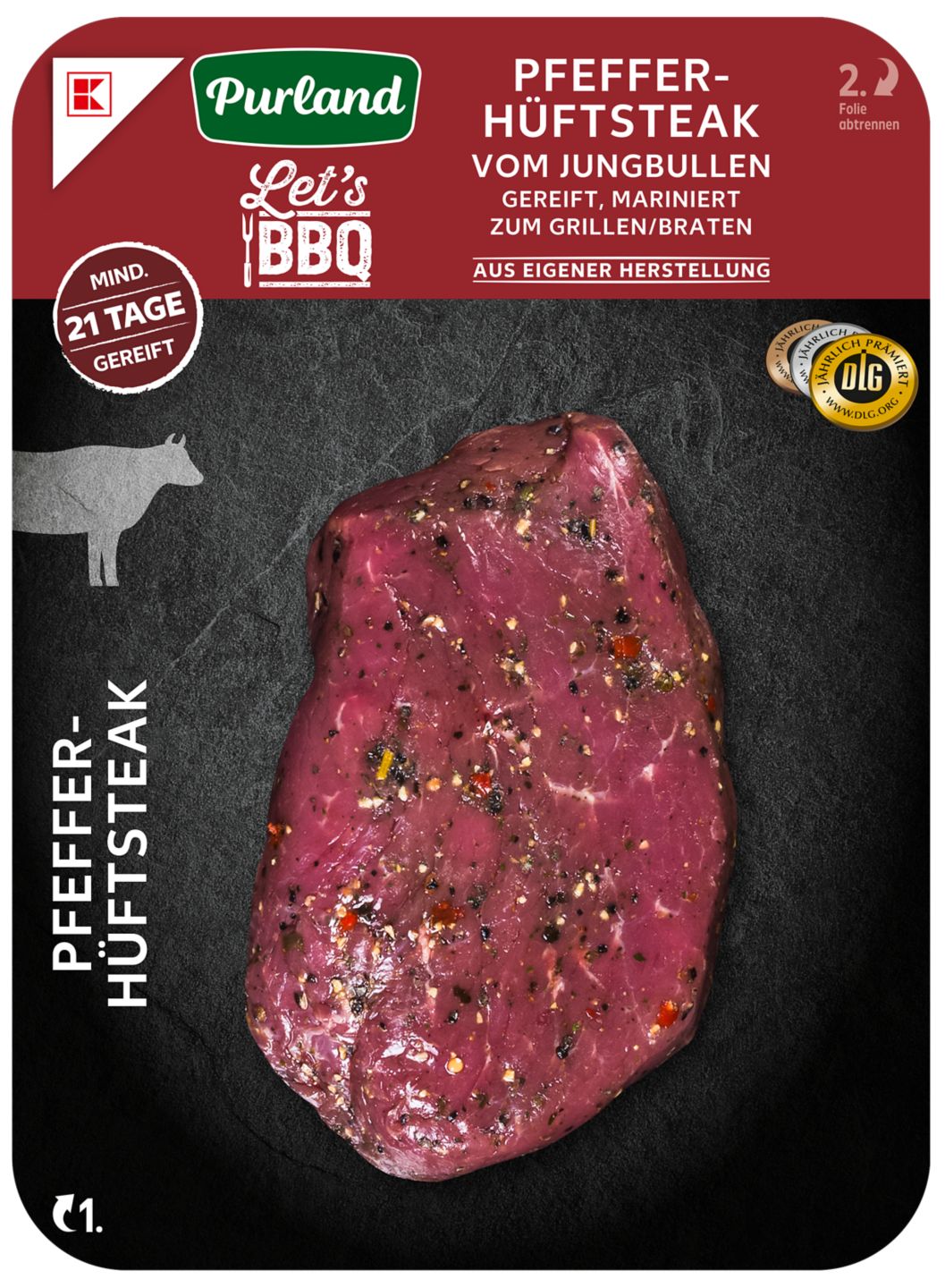 K-PURLAND Pfeffer-Hüftsteak vom Jungbullen, mariniert