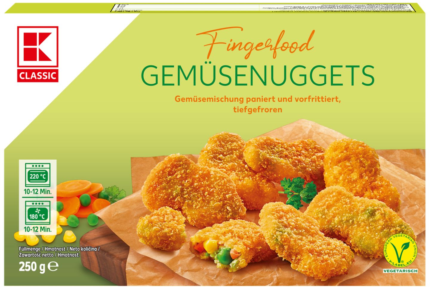 K-Classic Nuggetsi sa povrćem 250 g
MPC 2.5.2025=2,35€