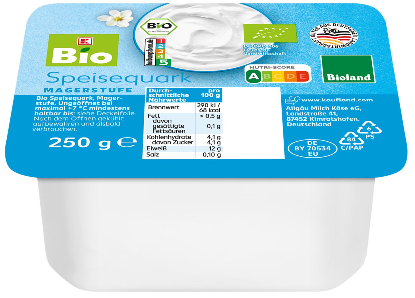 K-BIO Bioland Speisequark Magerstufe