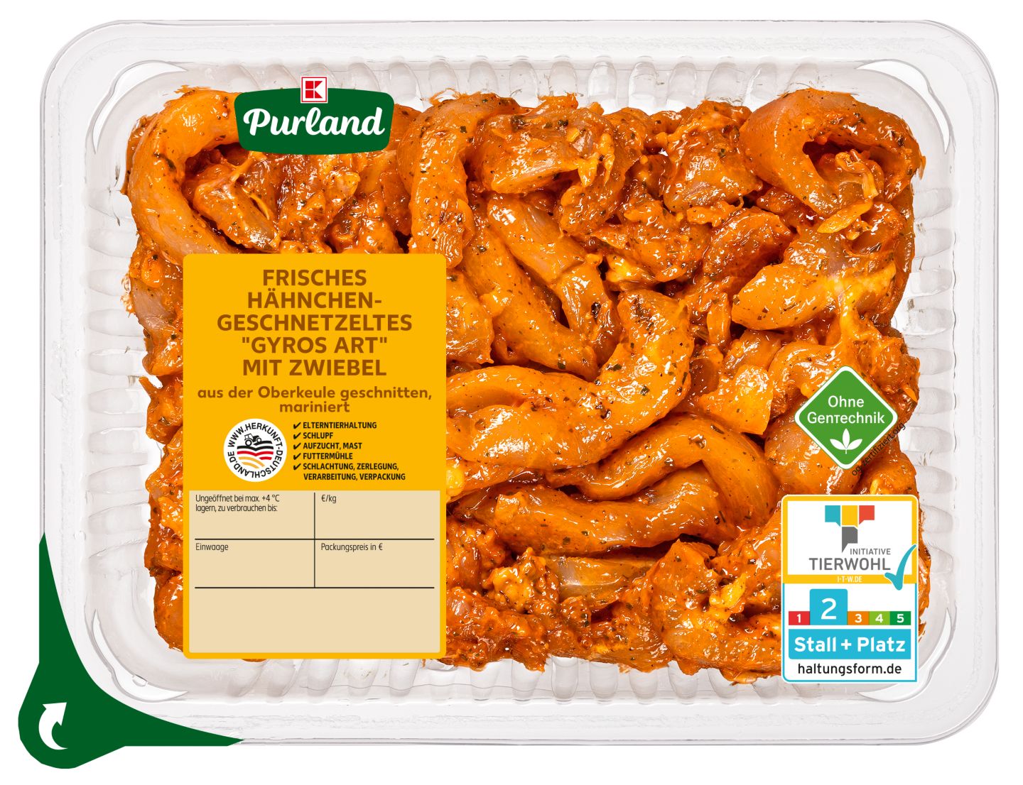 K-PURLAND Hähnchengeschnetzeltes Gyros-Art