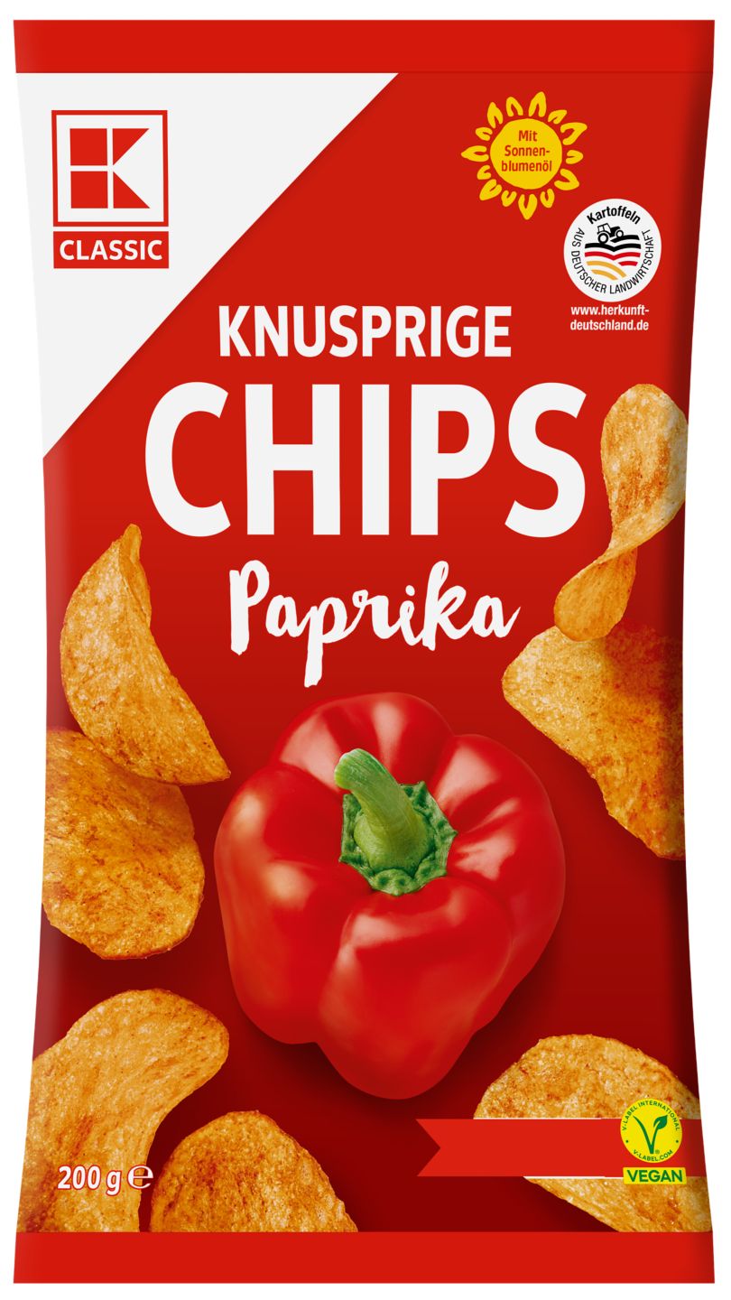 K-CLASSIC Chips Paprika, Salz oder BBQ