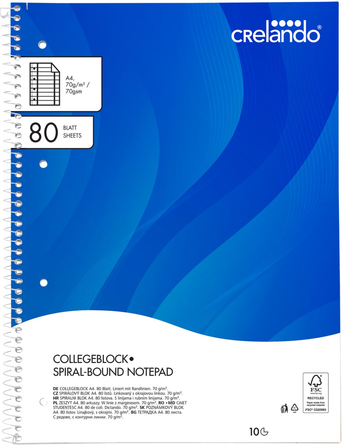 CRELANDO® Collegeblock DIN A4 liniert