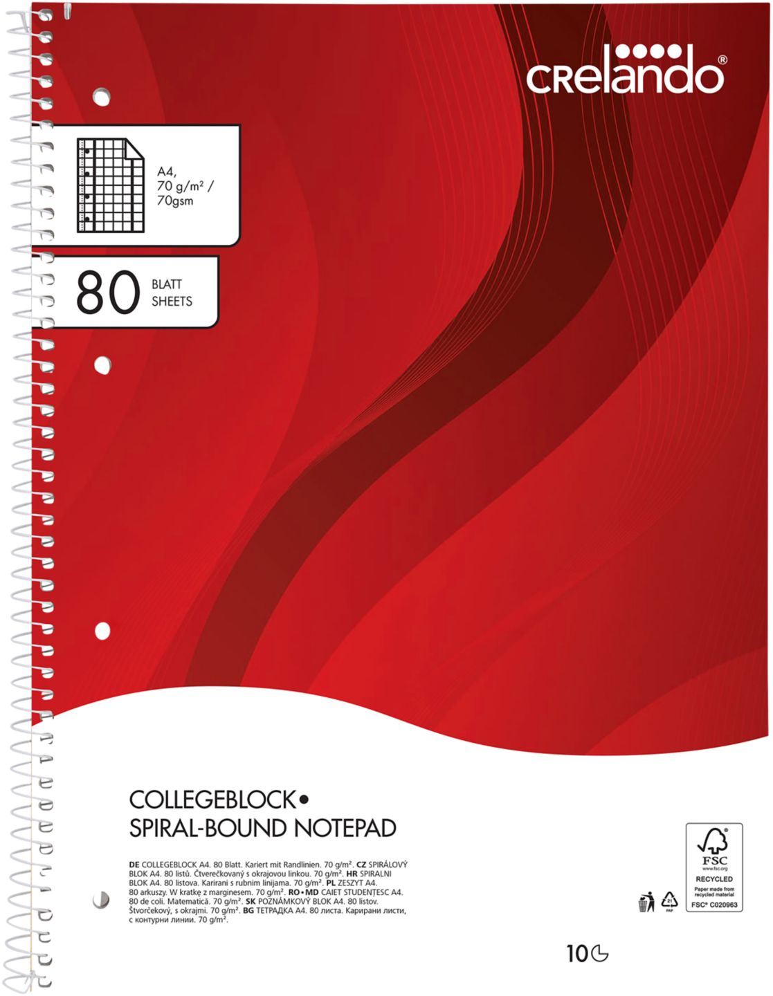CRELANDO® Collegeblock DIN A4 kariert