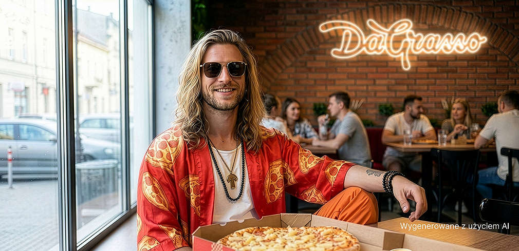 mężczyzna jedzący pizzę 