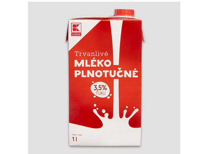 K-Classic trvanlivé mléko s víčkem, 1,5 %, 1l plnotučné
