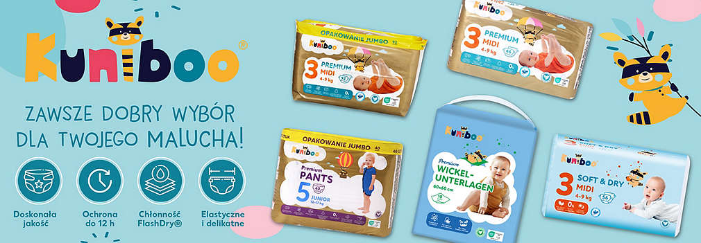 Kuniboo® – oferta pieluch, pieluchomajtek i podkładów higienicznych