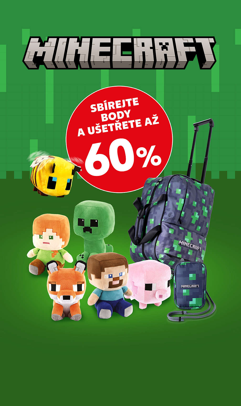 Sbírejte body a ušetřete až 60 % na produkty Minecraft