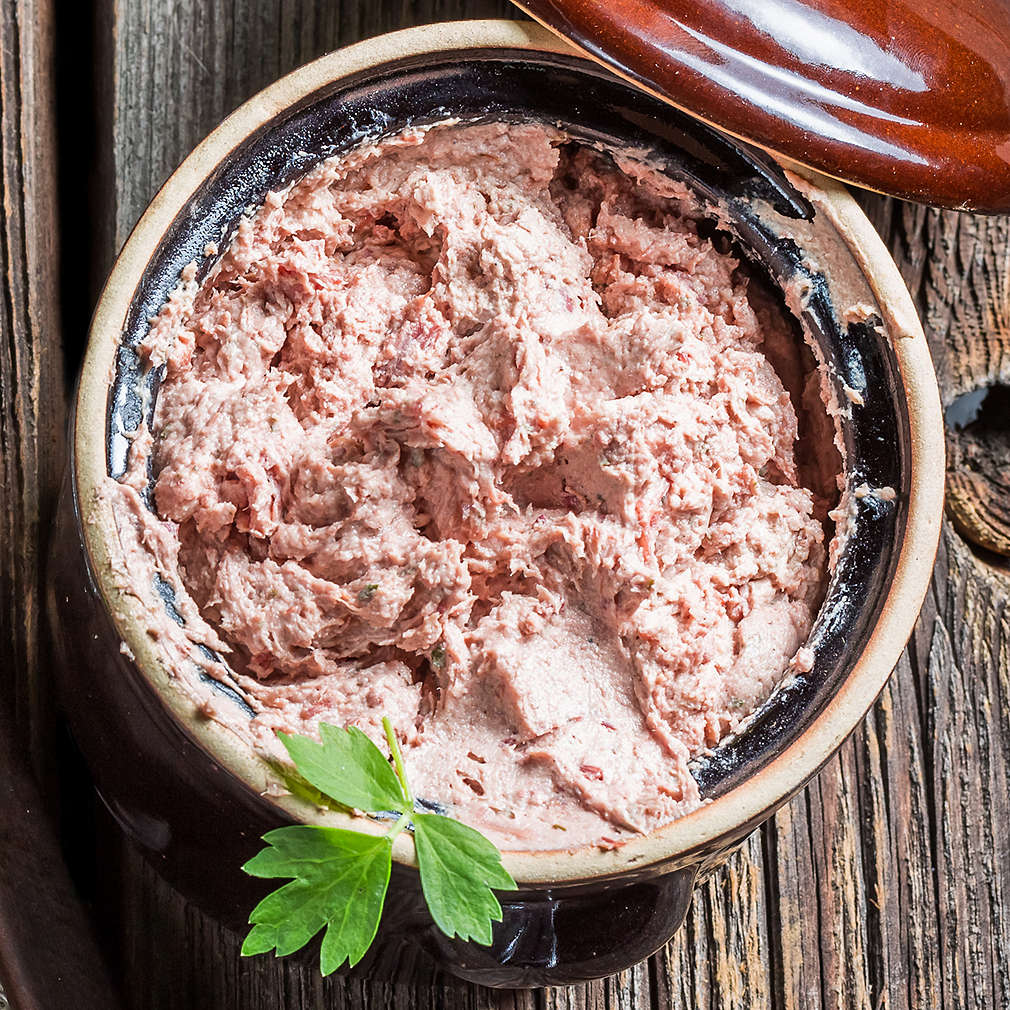 Delicious sandwich with pate and parsley