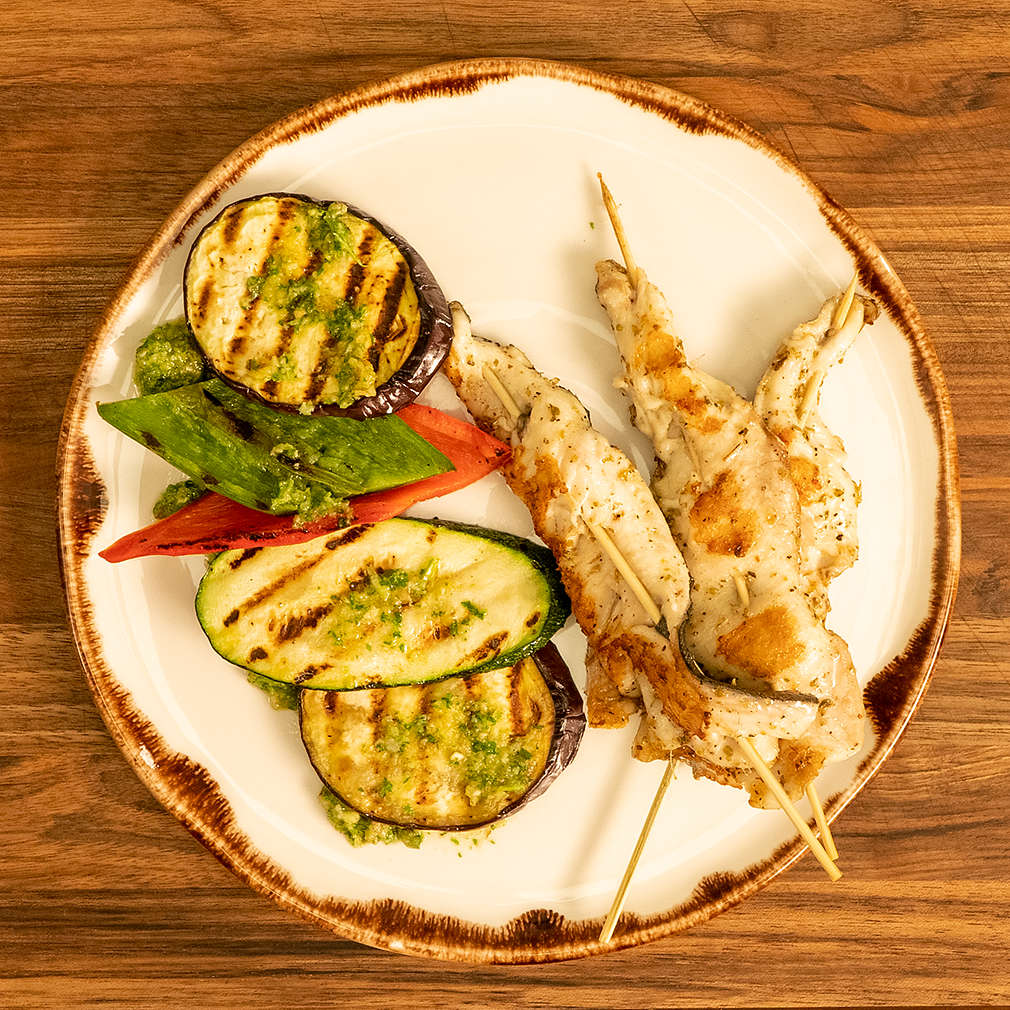 Изобразяване на рецептата Шишчета от пъстърва с гриловани зеленчуци