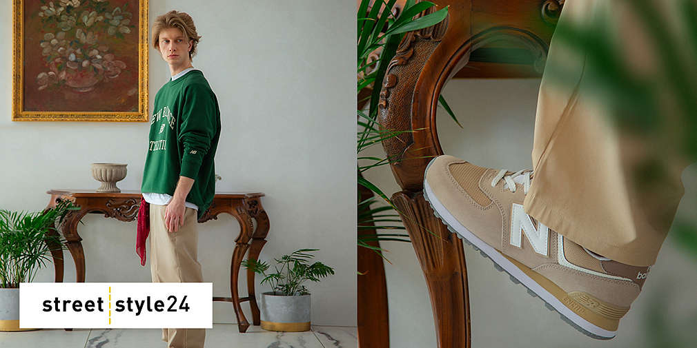 Casualowo ubrany pan i zbliżenie na buta