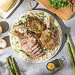 Fotografija recepta Teleći kotleti sa začinskim biljem i rižotom od šparoga