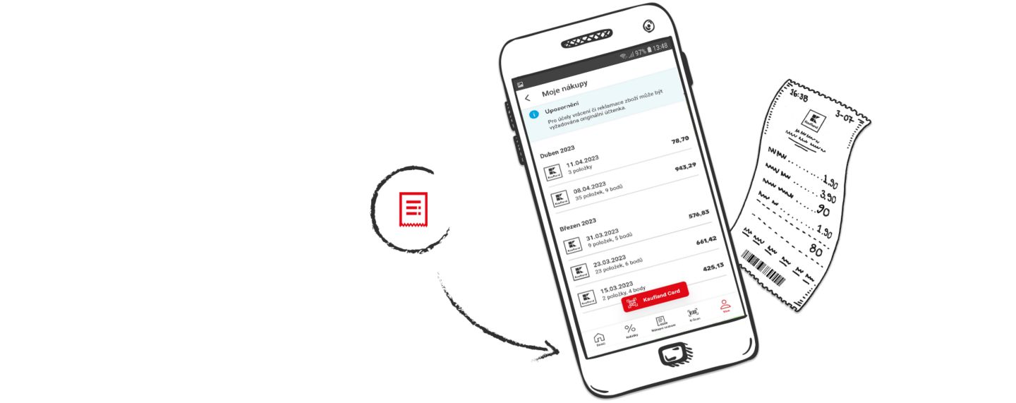Digitální účtenka v mobilní aplikaci Kaufland
