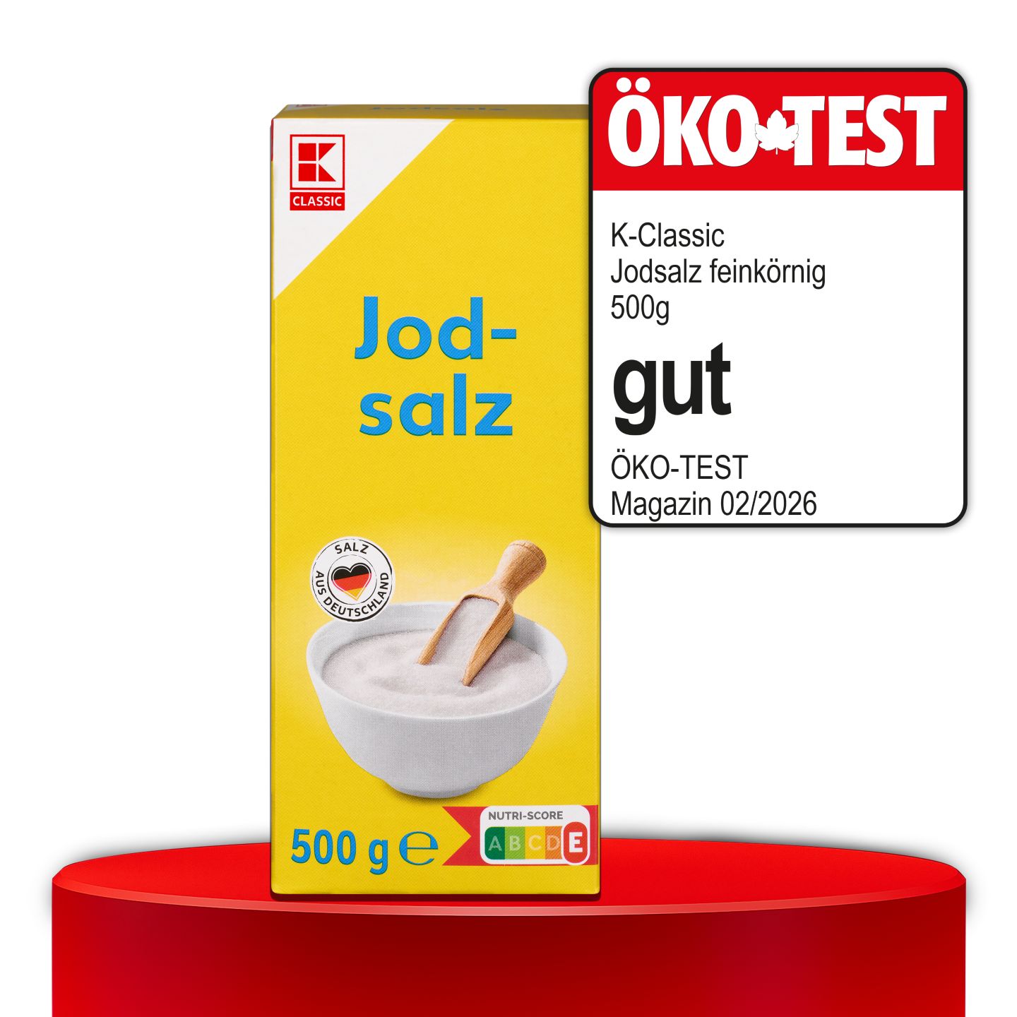 ÖKO-TEST, gut, K-CLASSIC Jodsalz feinkörnig, 500 g