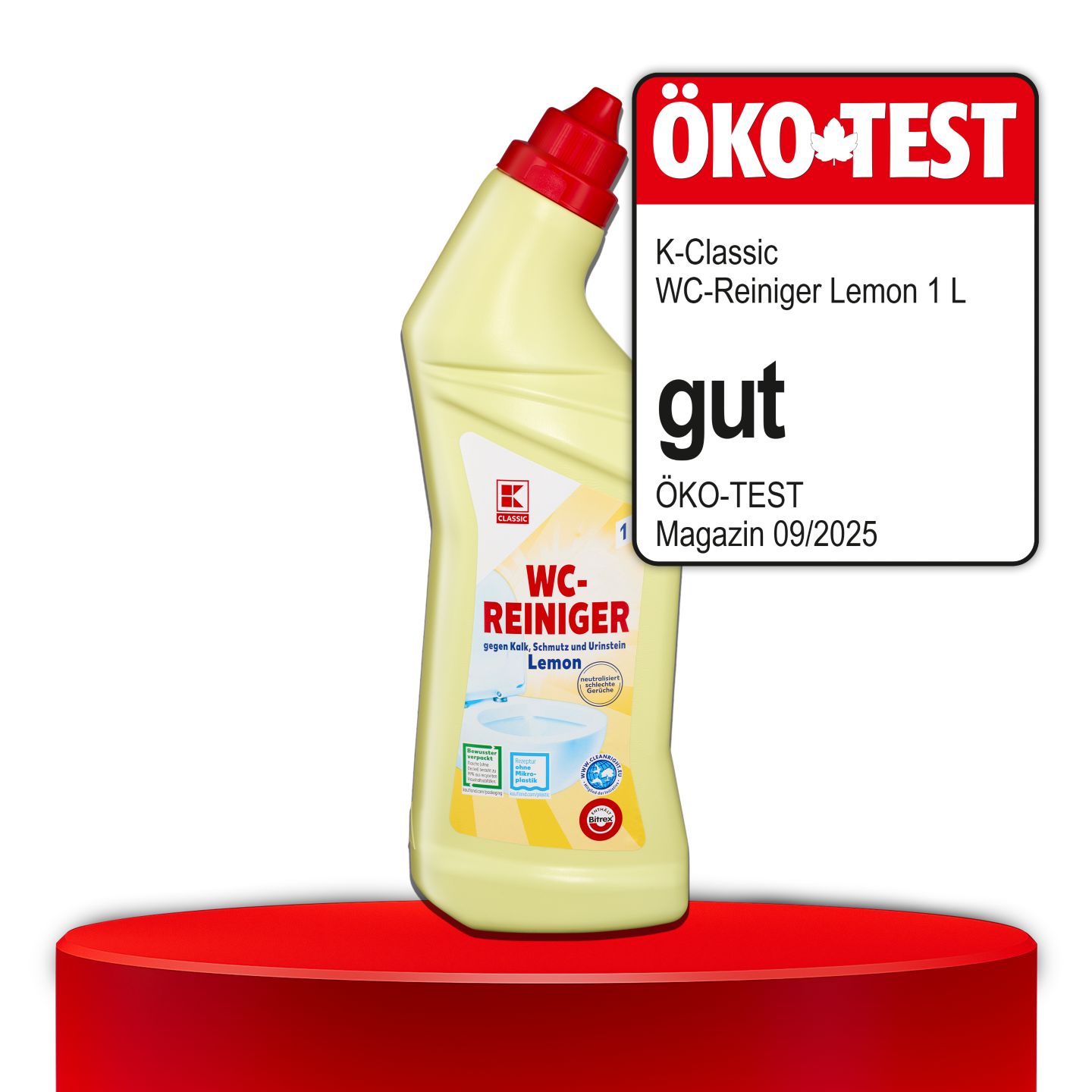 ÖKO-TEST, gut, K-CLASSIC, WC-Reiniger Lemon, 1 l