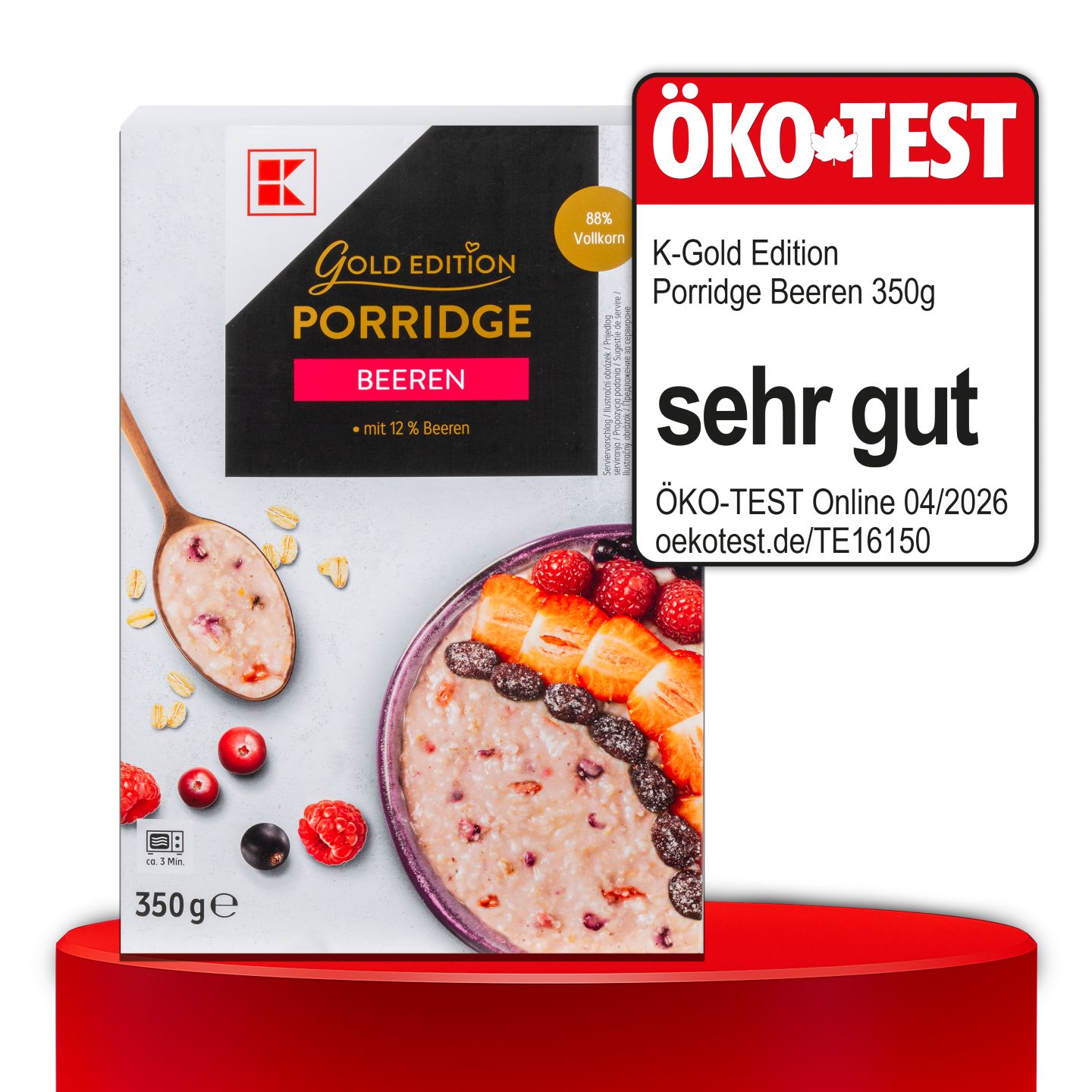 ÖKO-TEST, sehr gut, K-GOLD EDITION Porridge Beeren, 350 g