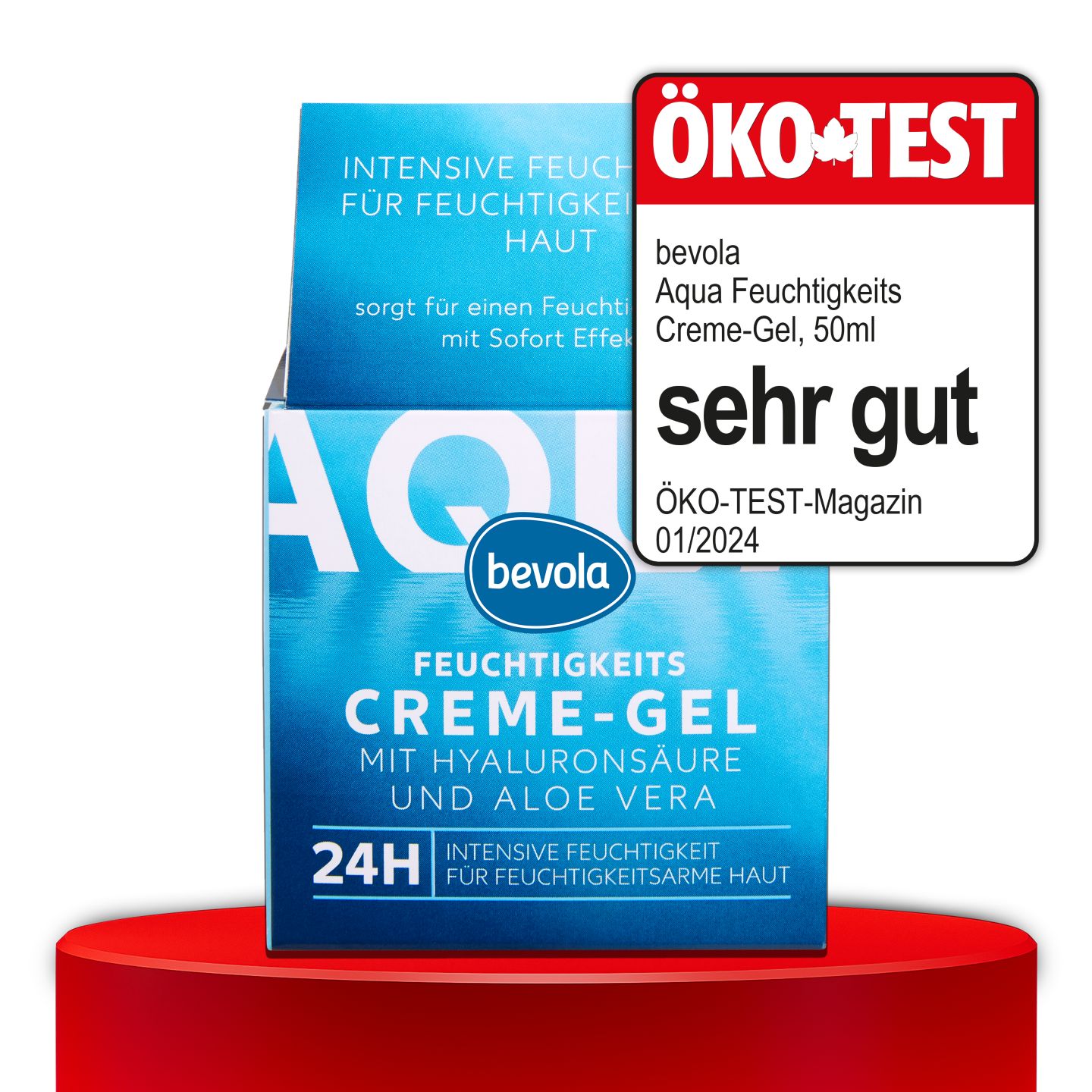 ÖKO-TEST, sehr gut, BEVOLA® Aqua Feuchtigkeits Creme-Gel, 50 ml