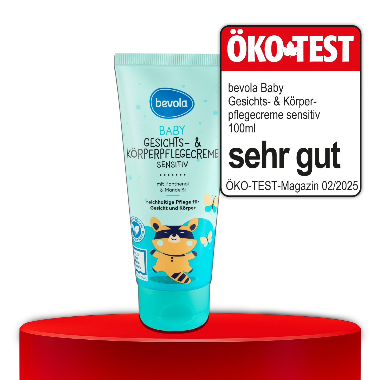 ÖKO-TEST, sehr gut, BEVOLA® BABY Gesichts- & Körperpflegecreme sensitiv, 100 ml