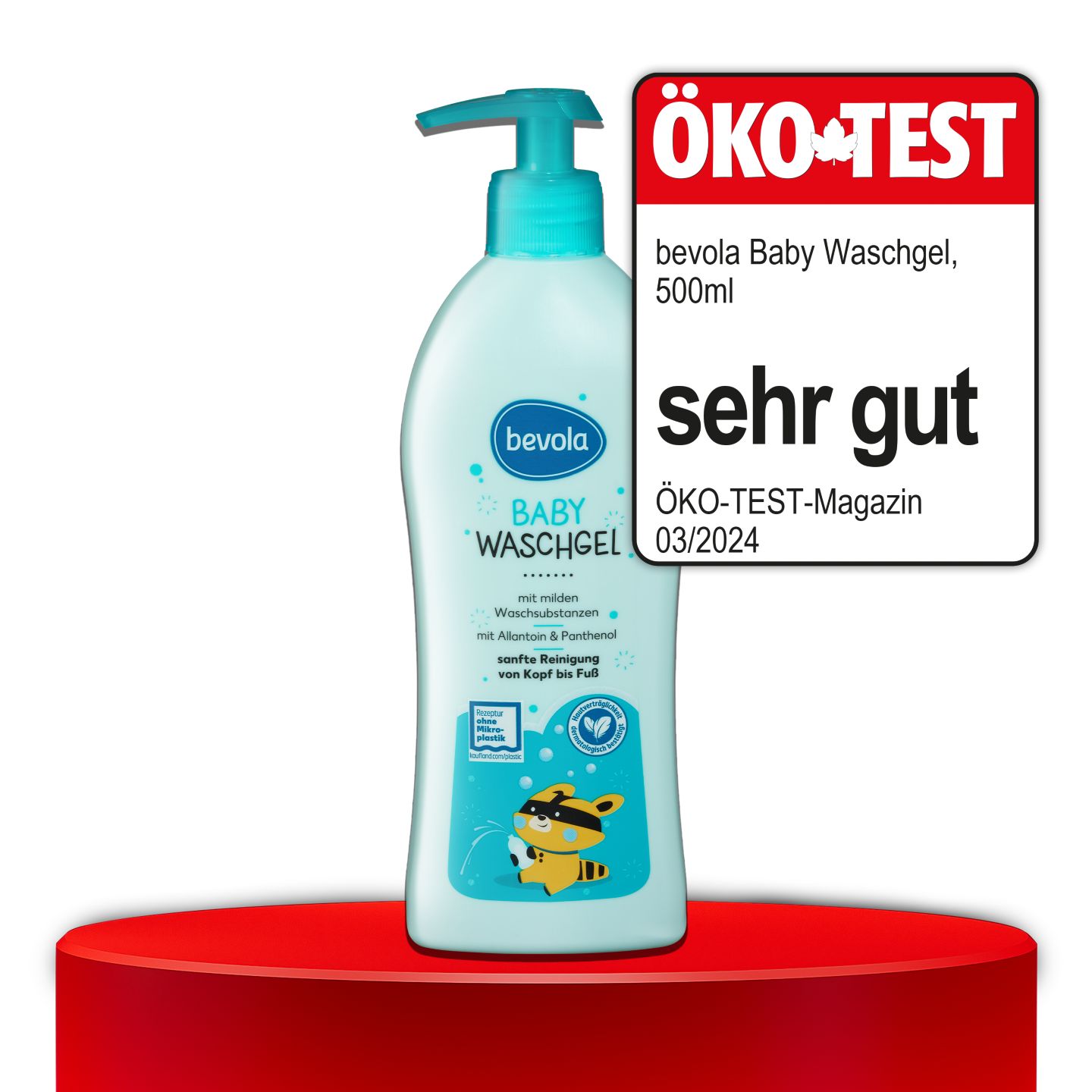 ÖKO-TEST, sehr gut, BEVOLA® BABY Waschgel, 500 ml