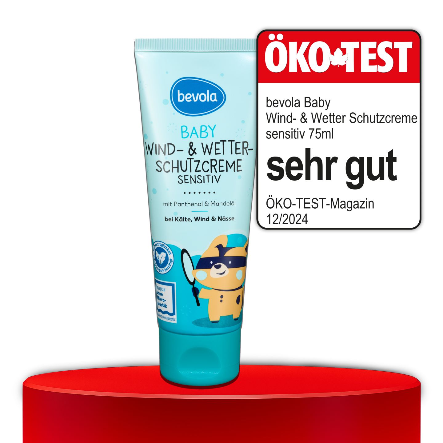 ÖKO-TEST, sehr gut, BEVOLA® BABY Wind- und Wetter-Schutzcreme sensitiv, 75 ml