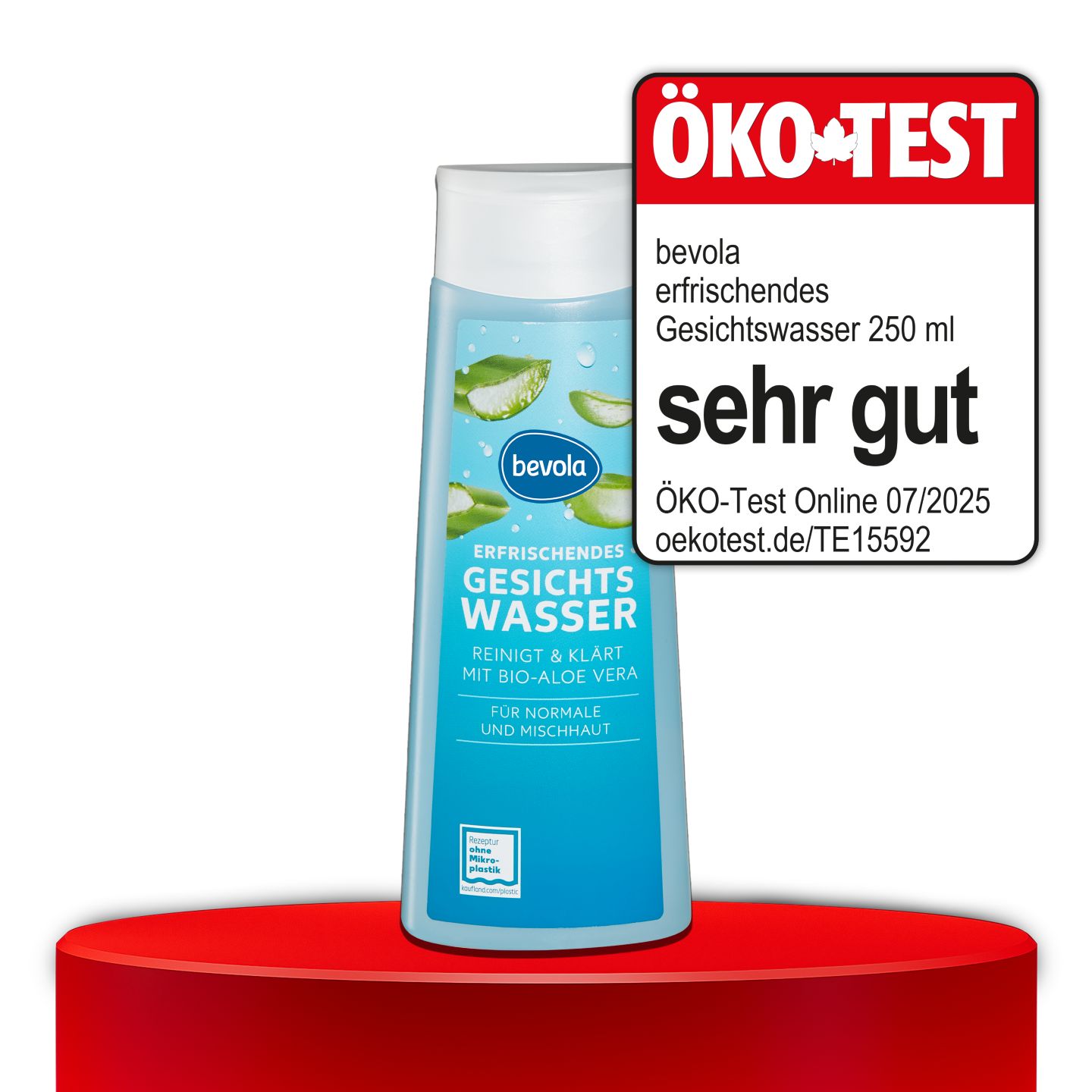 ÖKO-TEST, sehr gut, BEVOLA® Erfrischendes Gesichtswasser, 250 ml