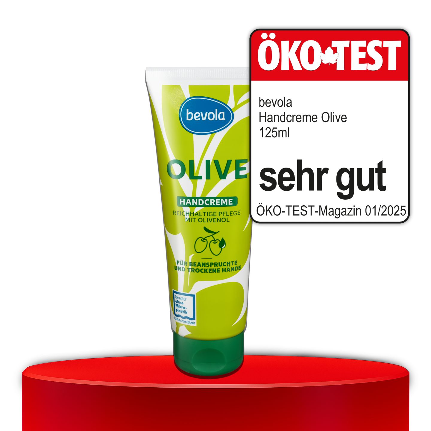 ÖKO-TEST, sehr gut, BEVOLA® Handcreme Olive, 125 ml