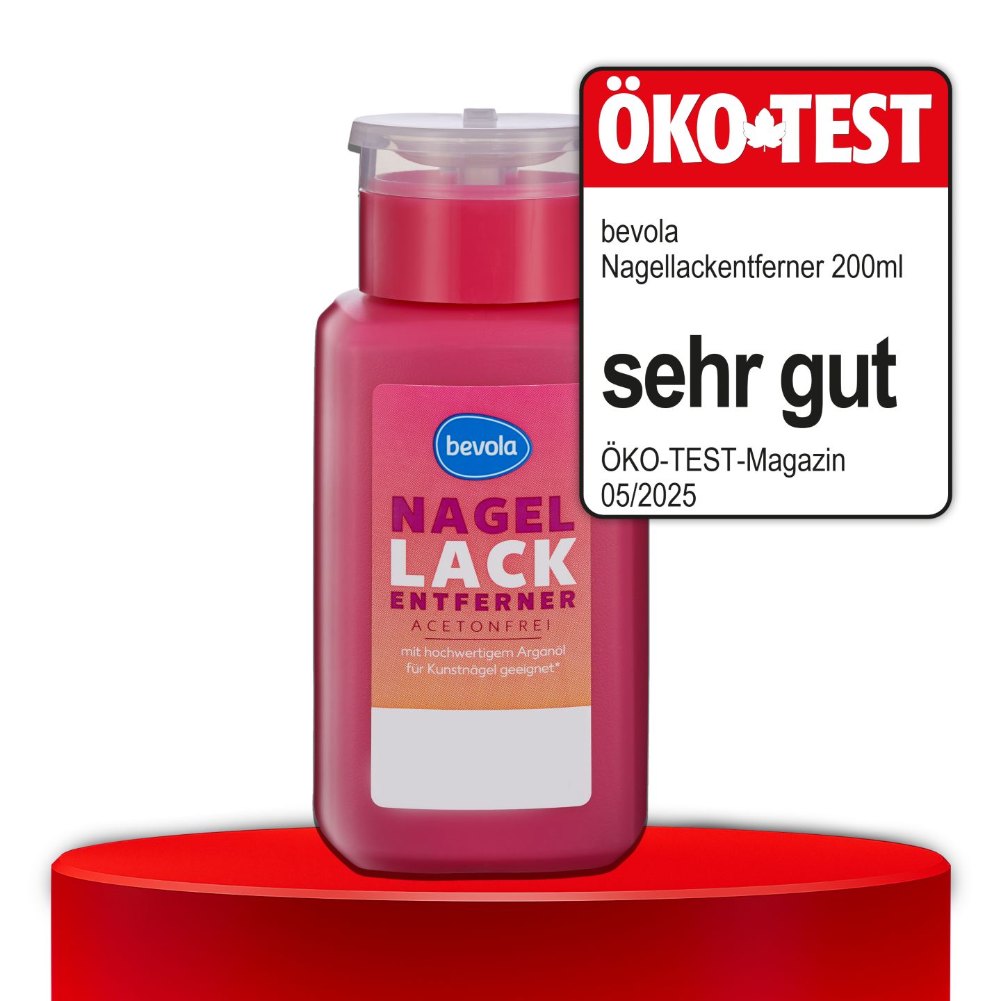 ÖKO-TEST, sehr gut, BEVOLA® Nagellackentferner, 200 ml