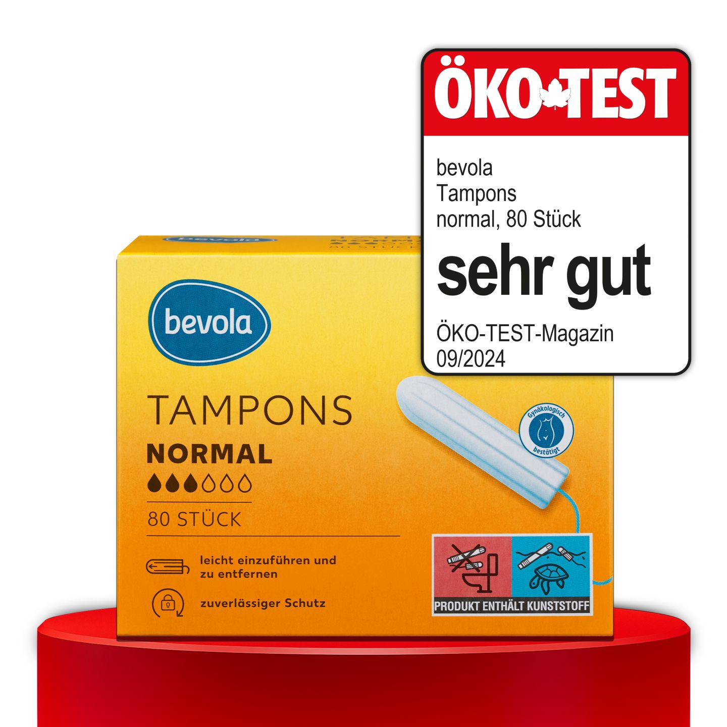 ÖKO-TEST, sehr gut, BEVOLA® Tampons normal, 80 St.