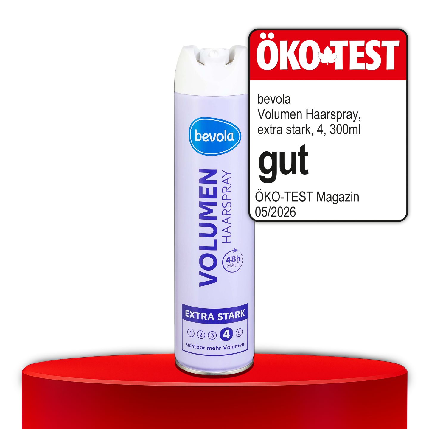 ÖKO-TEST, gut, BEVOLA® Volumen Haarspray, extra stark, 4, 300 ml