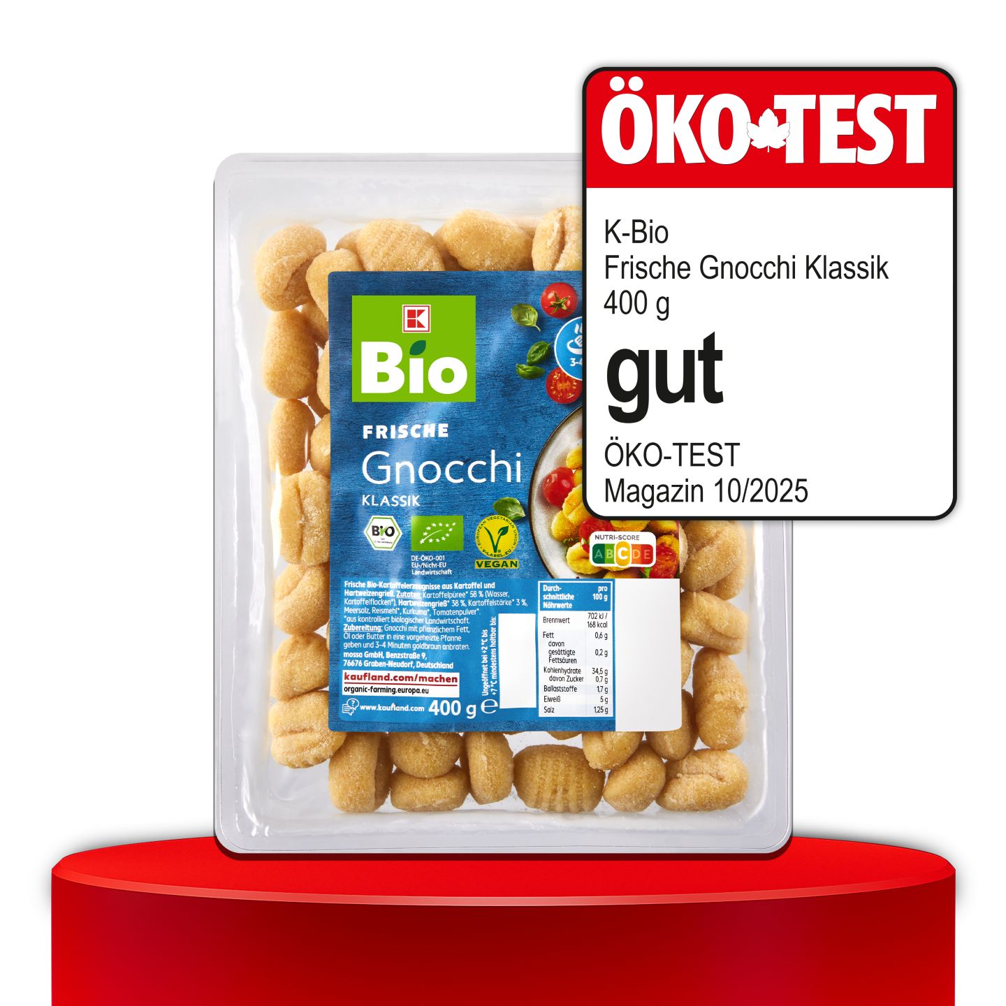 ÖKO-TEST, gut, K-BIO Frische Gnocchi Klassik, 400 g
