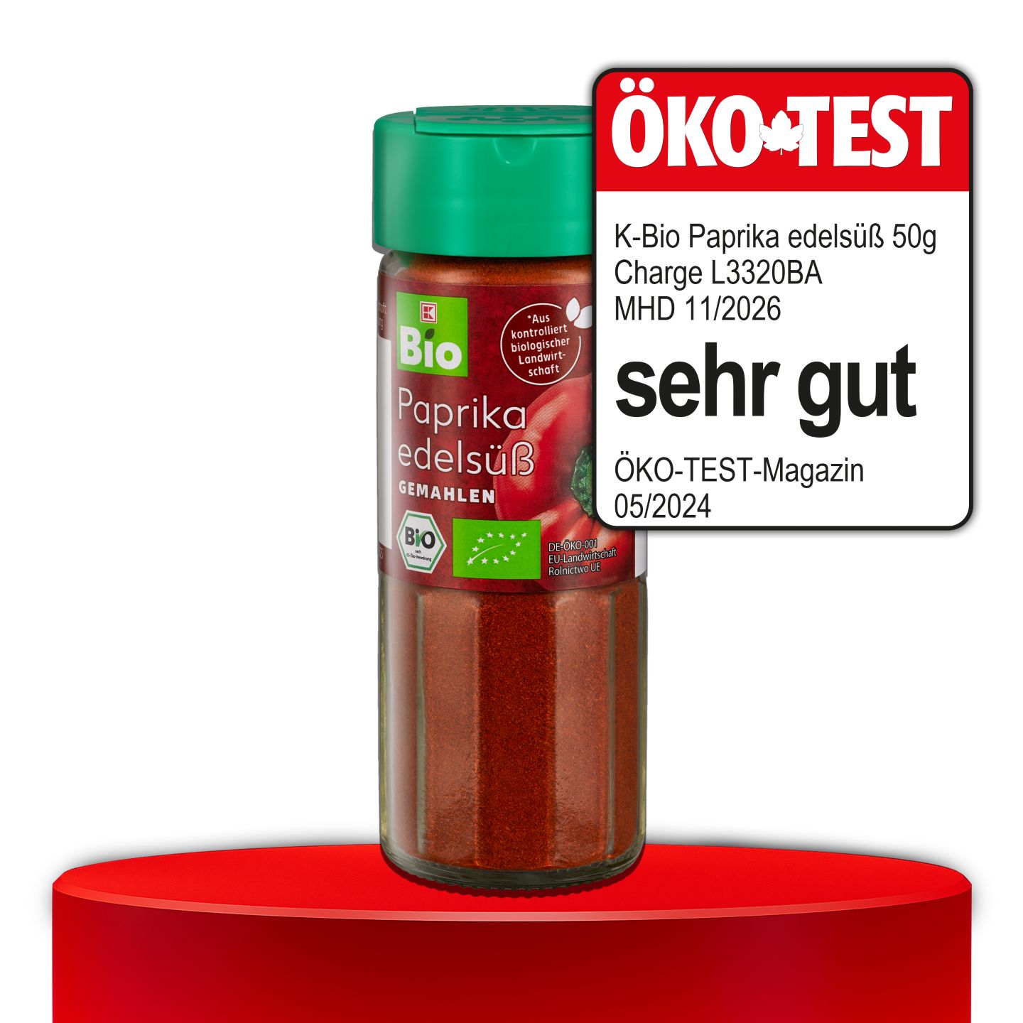 ÖKO-TEST, sehr gut, K-BIO Paprika edelsüß, 50 g