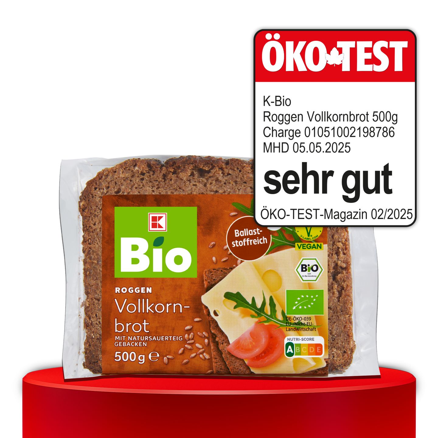 ÖKO-TEST, sehr gut, K-BIO Vollkornbrot, 500 g